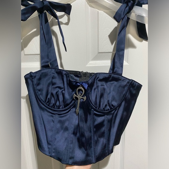 Dolls Kill Tops - WIDOW MOONLIT SERENADE SATIN CORSET